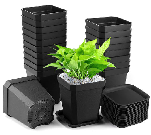 Vasi quadrati di plastica | Misure 13 15 18 22 cm | 10 PEZZI |