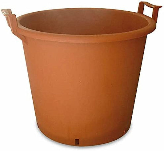 Vaso Mastello in Plastica Color Terracotta con Manici e Fori